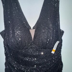 Black sequin long dress